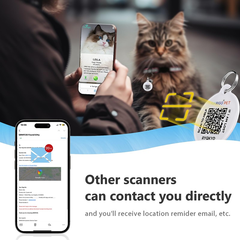 Furrigo Cat QR Code Name Tag Pet Id Tag, ‎0.98''