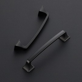 Ravinte 5 Pack Solid 5" Square Foot Arch Pulls Kitchen Cabinet Handles Matte Black Pulls Black Dresser Kitchen Cupboard Hardware Handles for Cabinets Cupboard Drawers