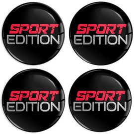 SkinoEu 4 x 70 mm Aufkleber Aufkleber für Radkappen Nabenkappen Nabendeckel Radnabendeckel Rad-Aufkleber Sport Edition Schwarz Silber Rot A 7670