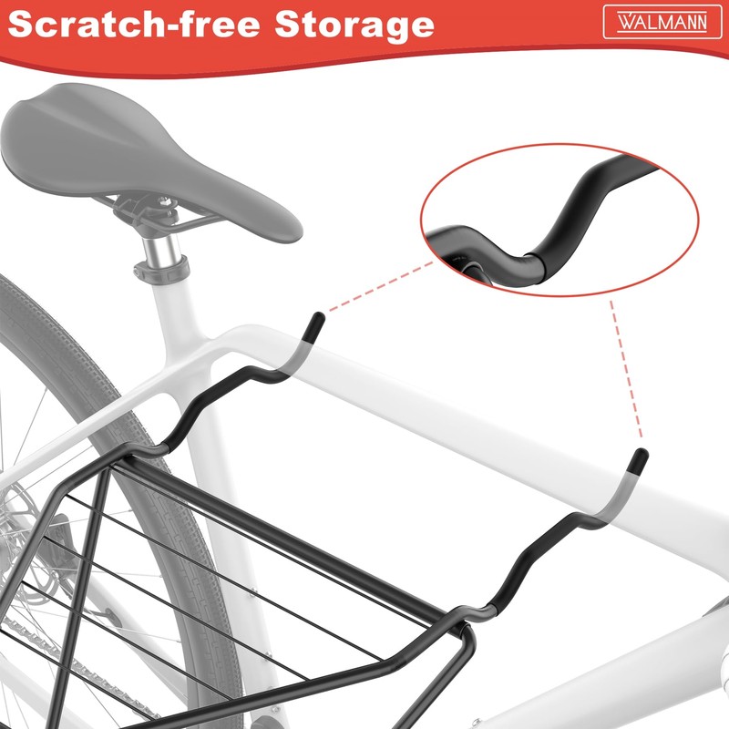 WALMANN Wall Mount Horizontal Bike Rack, Foldable Bicycle Storage, 4