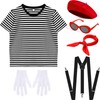 Zhanmai French Mime Artist Costume Set for Women Red Beret