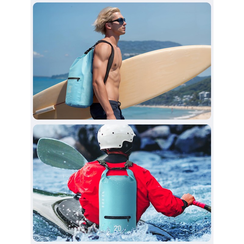 HEETA Waterproof Dry Bag with Front Zippered Pocket for Women