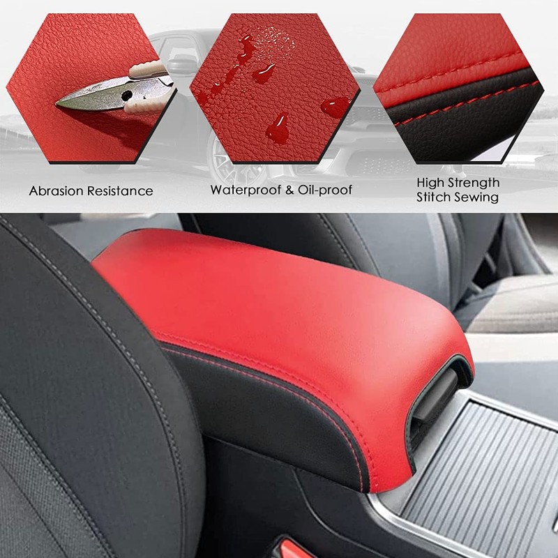 sportuli Center Console Cover Anti-Scratch Leather Armrest Cover Replace for