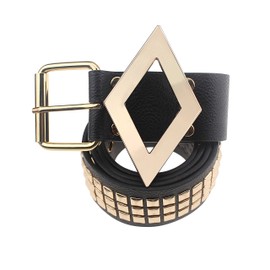 Udekit Goldnieten Schwarzen Ledergürtel für Harley Frauen Mädchen Kinder Cosplay Zubehör Ausrüstung