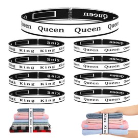 8Pcs Bed Sheet Organizer Bands Sheets Labels for Elastic Bedding Linen Closet Storage Foldable Sheet Set Organizer Sheet Keeper Band King Queen