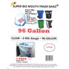 96 Gallon CLEAR Super Big Mouth Trash Bags - 2-MIL