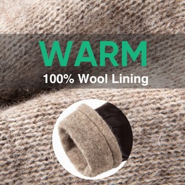 Winter PU Leather Gloves For Men, Warm Thermal Touchscreen Texting Typing Dress Driving Motorcycle Gloves With Wool Lining (Army-L)