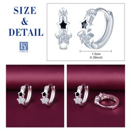 Yumilok Women's Stud Earrings Star Series Hoop Earrings Small Epoxy Zirconia 925 Sterling Silver Huggie Piercings For Women, Cubic Zirconia