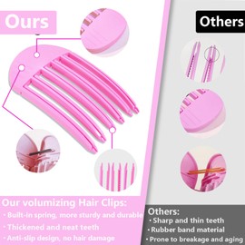 KAGNAL 2Pack Hair Volume Clips Hair Root Clips for Fluffy Bangs Easy High Crown Volumizing Hair Clips for Roots Curly Hair Volume for Women Tool Natural Voluminous Look(RoseRed)
