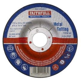 Faithfull FAI1153MDC Metal Cutting Disc Depressed Centre 115 x 3.2 x 22.23
