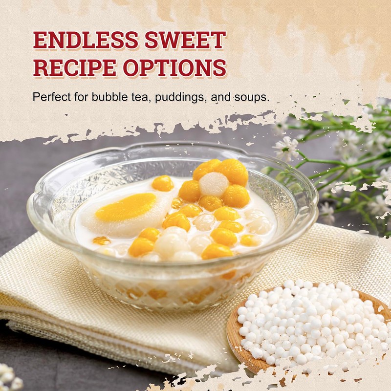 52USA Sago Pearls, Small Tapioca Pearls 1.1 lbs (500g), White