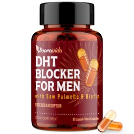 DHT Blocker for Men | Hair Growth Supplement with Saw Palmetto & Biotin - Hair Growth Vitamins - Hair Regrowth - Natural Hair Loss Supplements Liquid-Filled - Proprietary Herbal Blends (90 Capsules)