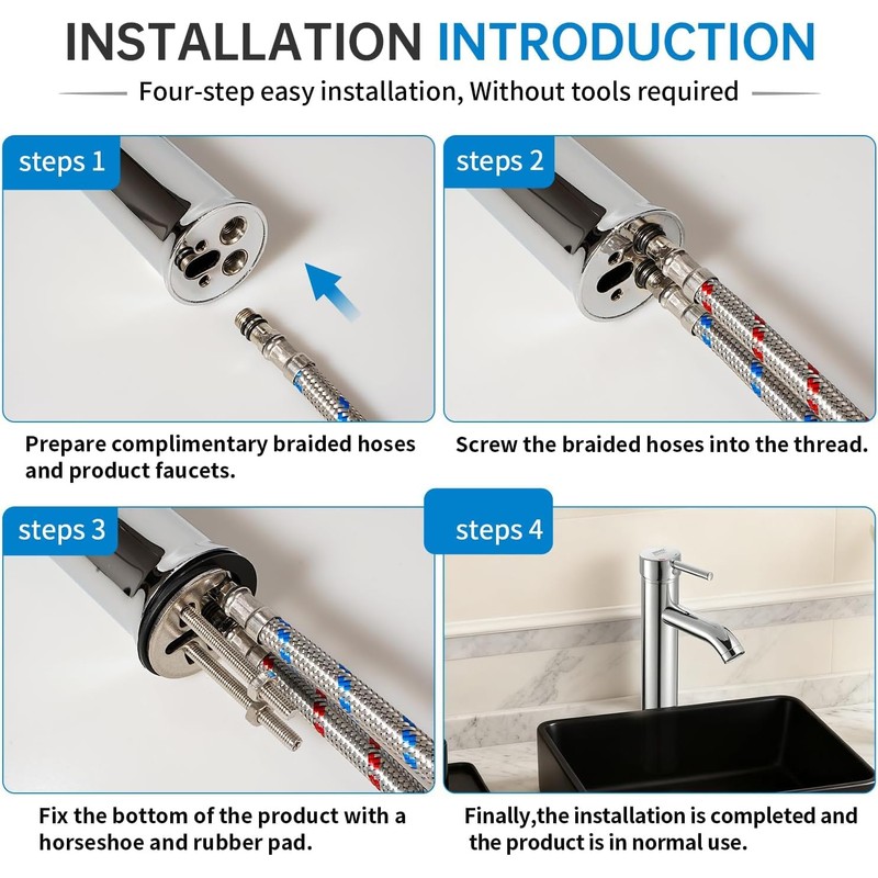 SOLVEX SP-10013 Bathroom Tap, Stainless Steel Washbasin Tap (High Spout),