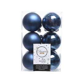 Christmas-Decorations 12 Christmas Baubles Plastic 6 cm