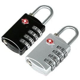 2 TSA Travel Locks Luggage Locks with 4 Digit Combination Code in Silver and Black