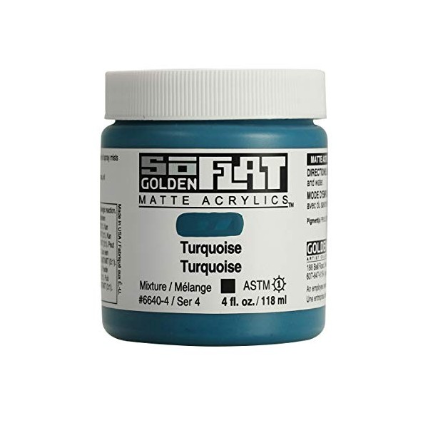 Golden SoFlat Acrylics, Turquoise, 4 fl. oz./ 118ml Jar