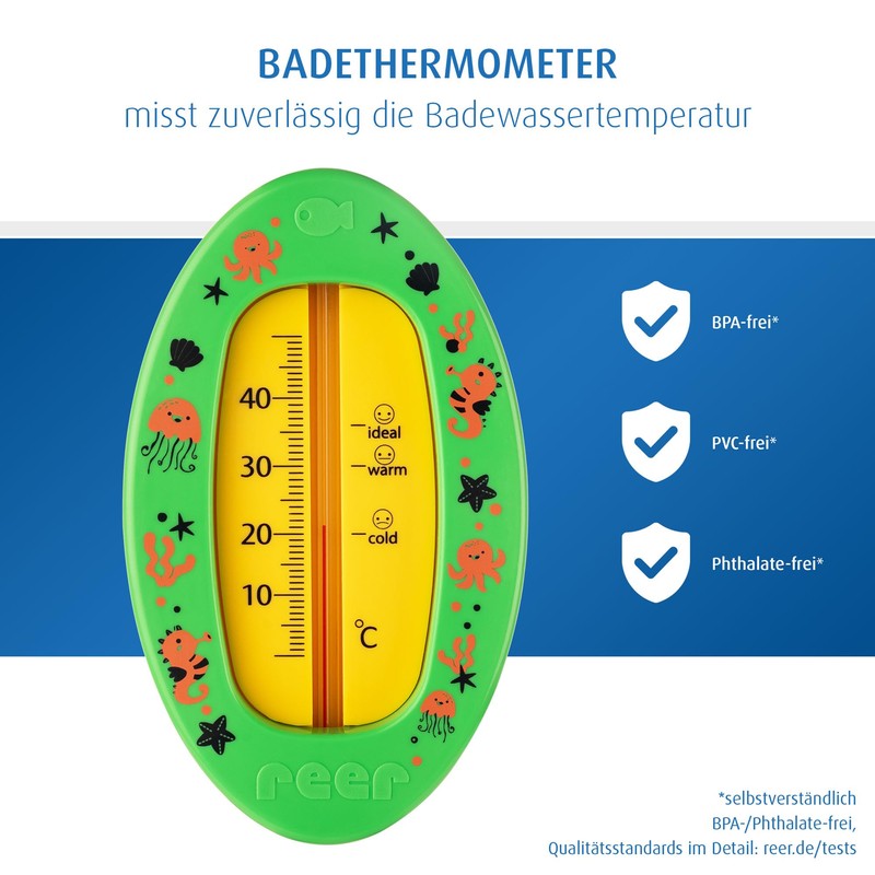 reer Oval Baby Bath Thermometer, Child-Safe Bath Thermometer, Optimal Bath