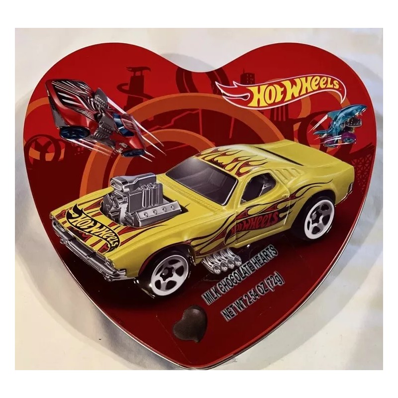 Hot Wheels Valentine Candy Heart Shaped Tin Box Storage 3D
