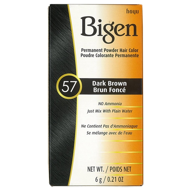 Bigen Powder Hair Color #57 Dark Brown 0.21oz (6 Pack)