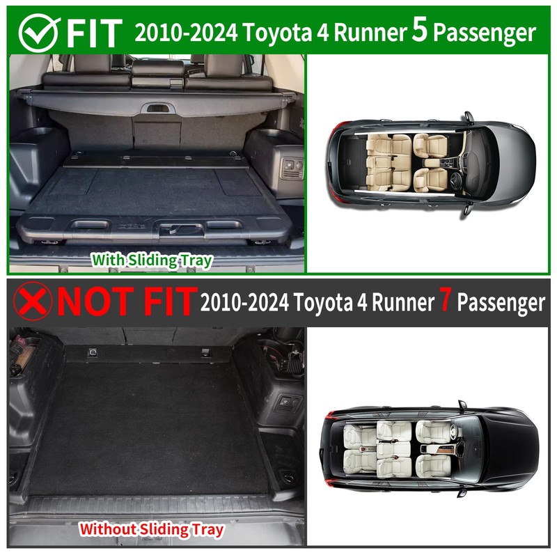 powoq Cargo Mat Compatible with 2010-2024 Toyota 4Runner Trunk Mat