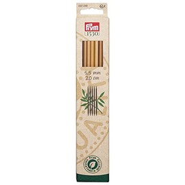 Prym 8" Double Point Bamboo, 5.5mm Knitting Needles, Natural 5 Count