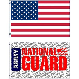 AES Pack of 2 US American and Army National Guard (LETTERS) Premium Quality Fade Resistant 3'x5' (foot) Polyester Flags