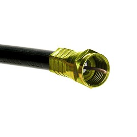 2' FT Quad RG6 Coaxial Cable Black with Gold F-Connectors Installed Each End Quad Shielded RG-6 Jumper 75 Ohm with Heavy Compression F Connectors, CATV Quad Shielded High Resolution