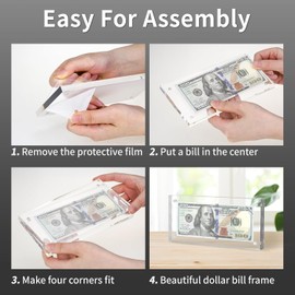 Dollar Bill Frame, 2PCS Acrylic Currency Display Dollar Bill Holder Self Standing for Collectors Currency Ticket Protector