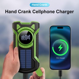 Fahgaer Hand Crank Solar Radio Portable AM/FM/Weather Radio with LED Flashlight Bluetooth 5.0 Speaker Emergency Radio-A