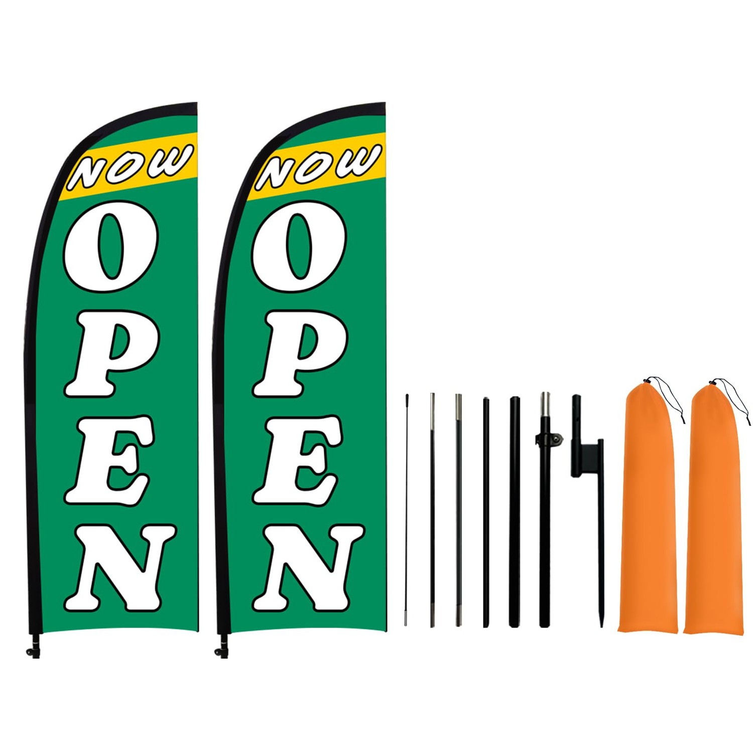 MESIXI 8.2 ft Now Open Flags Signs for Grand Opening Banner Advertising ...