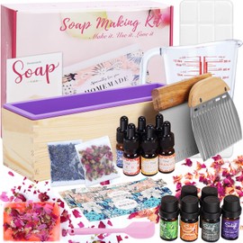 SOLIGT DIY Soap Making Kit, Soap Making Supplies with 3.3 lbs Soap Base, Glass Measuring Cup, Liquid Dyes, Wavy Straight Scraper, Silicone Stirring Stick