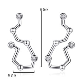 VIKI LYNN Women Girls 925 Sterling Silver CZ Aquarius Zodiac Constellation Earrings