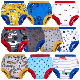 BIG ELEPHANT 10 Pack Toddler Potty Training Pants, Absorbent Underwear for Baby Boys, 4T