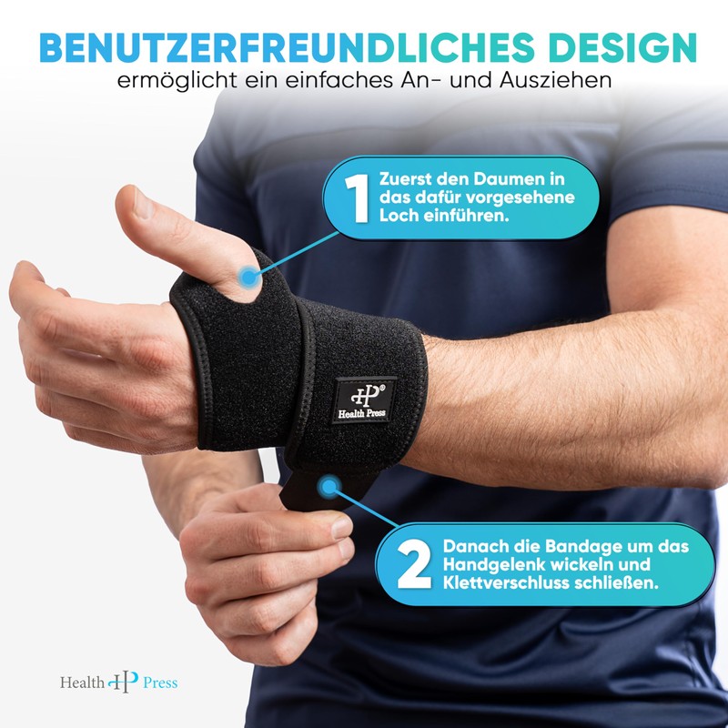 Health Press® Wrist Wraps - 1 x Wrist Support -