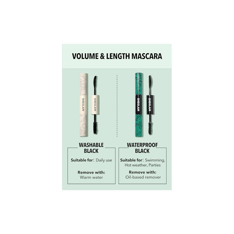 SHEGLAM Máscara de Pestañas 2 en 1 Volumen y Longitud