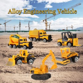 Coolplay Mini Construction Vehicles Kids Little Truck Cars Toy Pack Roller Bulldozers Forklift Excavator Asphalt Car Dump Set for Kids