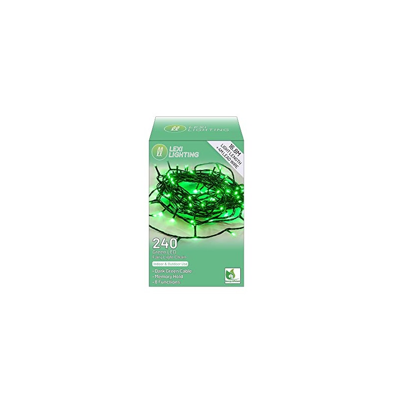 240 LED Fairy Light Chain Dark Green Cable - 7