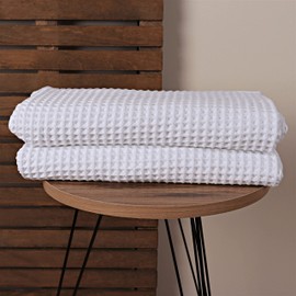 Püskül - Luxury Soft Turkish Cotton Bath Towels, Honeycomb Weave, 32X63 Inches 2-Pack (White)