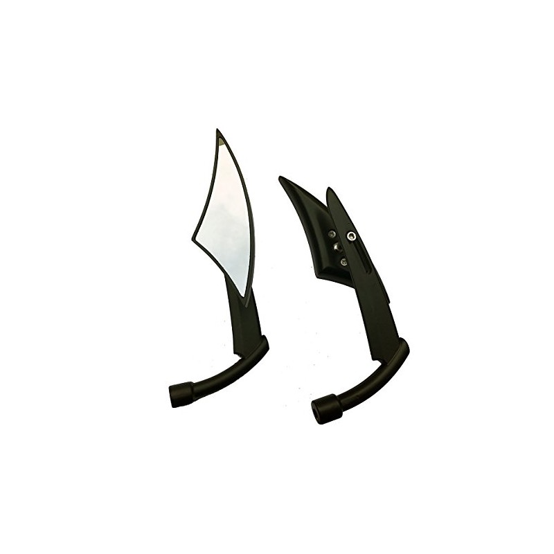 MotorToGo 1Pair Black CNC Spear Sickle Motorcycle Mirrors Compatible for