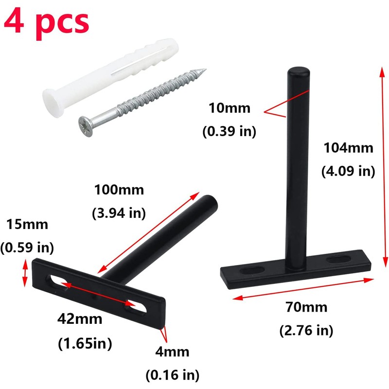 Antrader Set of 4 Floating Shelf Brackets, 4-Inch(Deep) Concealed Blind