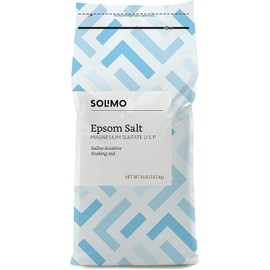 Solimo Epsom Salt Magnesium Sulfate U.S.P. Soaking Aid Saline Laxative 8LB Bag