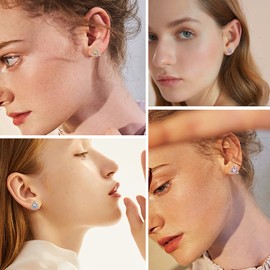 Celtic Knot Earrings Hypoallergenic January Birthstone Heart Sterling Silver Cubic Zirconia Red Stud Earrings For Women