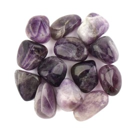 Gemstones Large 200g, 2-3cm Mix Tumbled Stones, Lucky Stones, Crystals Stones, Water Stones, Healing Stones, Decorative Stones with Fabric Bag for Vases, Fountains, Aquarium (Amethyst)