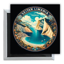 Seitan Limania Greece Souvenir Destination 2.5 x 2.5-Inch Fridge Magnet 2-Pack