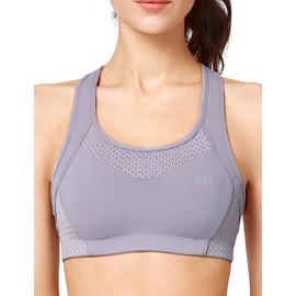 Yvette Sports Bra, No-bounce, Firm Support, Hook-and-Eye Back Closure, Y-Back, Training Apparel, blue lavender