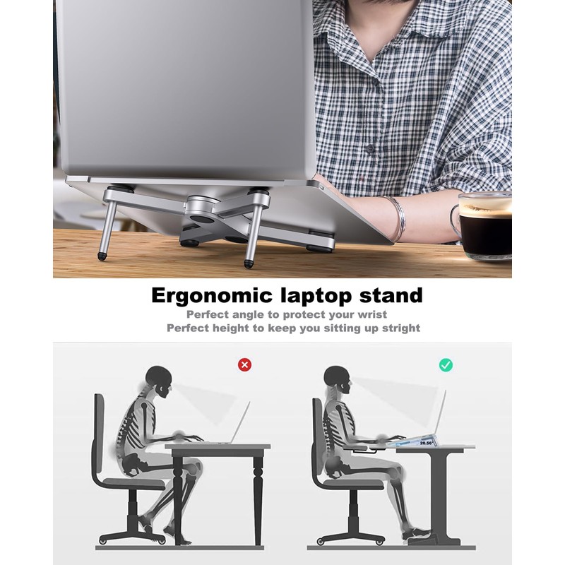 Foldable Laptop Stand for Desk: Portable Aluminum Computer Stand -