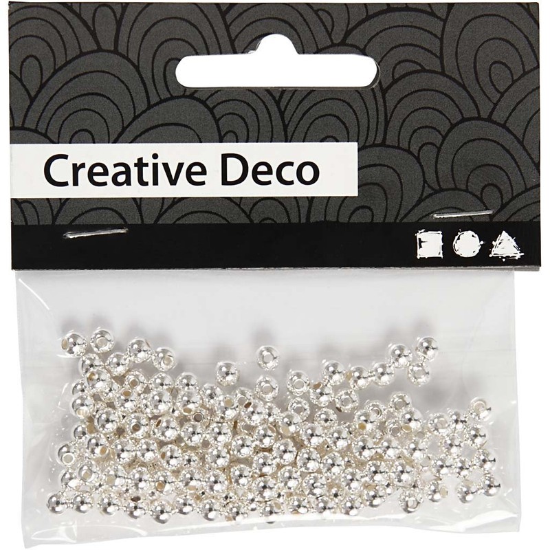 Wax Beads, D: 4 mm, silver, 150pcs