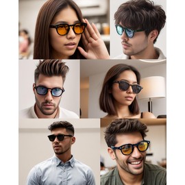 Pro Acme Vintage Retro Round Sunglasses for Women Men Trendy Tinted Colored UV400 Sun Glasses 55MM（black/blue lens）