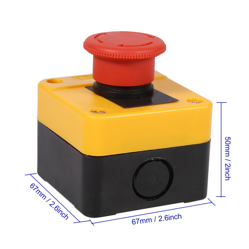 DEWIN Emergency Stop Push Button Switch, Red Sign Emergency Stop