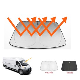 Windshield Sun Shade for Ram ProMaster 2014-2024 Full Size Cargo Van Sunshade Window Sun Visor Protector Foldable Blocks UV Rays Keep Your Car Cooler,Upgraded High Material Two -Layer